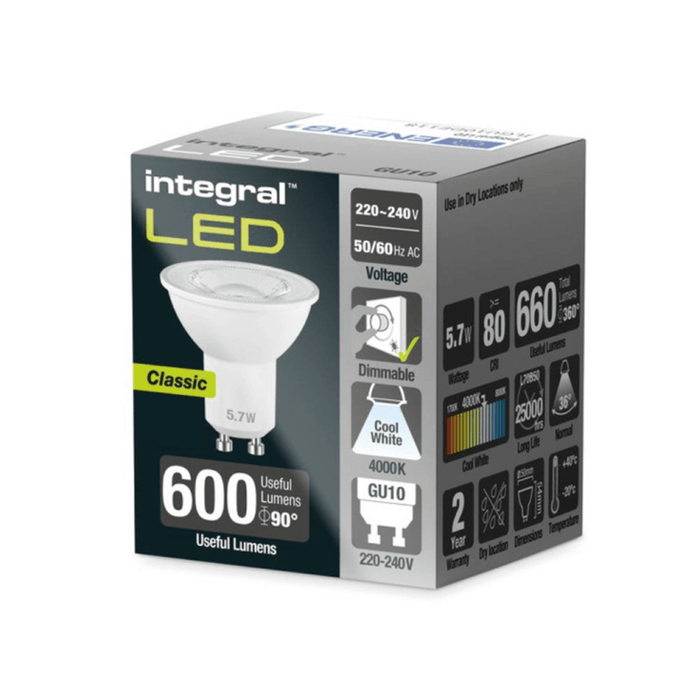 Integral GU10 6W Dimmable Daylight Bulb (36 DEG)