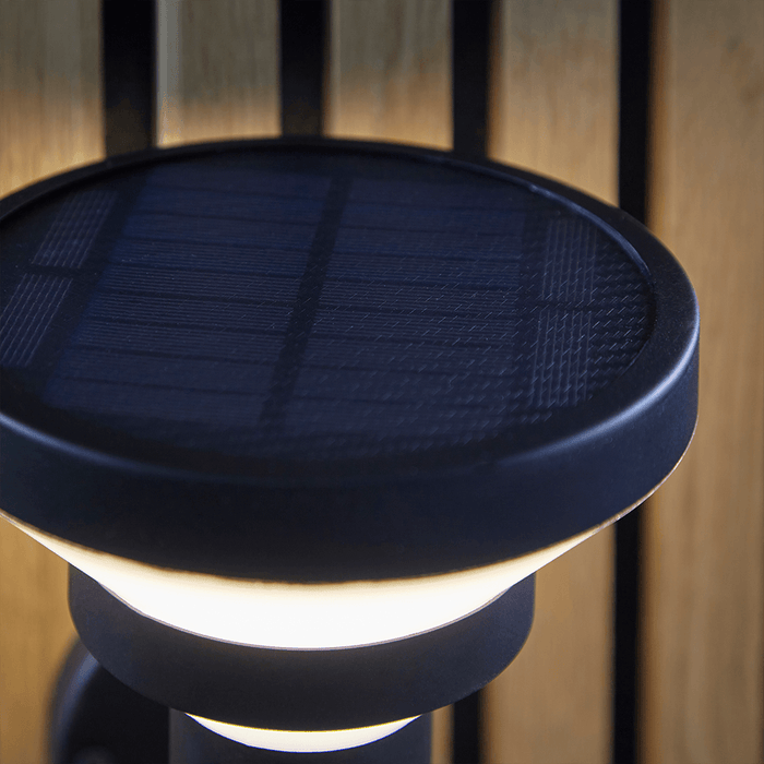 Endon Halton LED Solar Wall Light in Black IP44