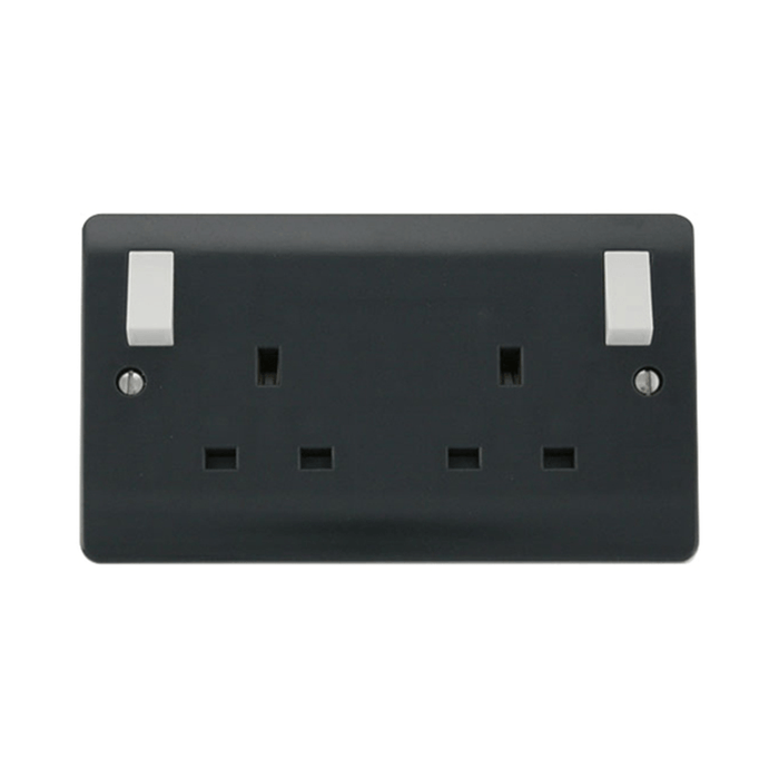 Scolmore Click Mode Part M 2 Gang Switched Socket in Anthracite Grey