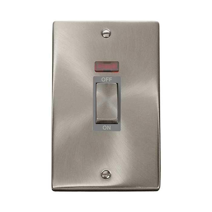 Scolmore Deco Ingot 45A DP Switch & Neon (Grey)