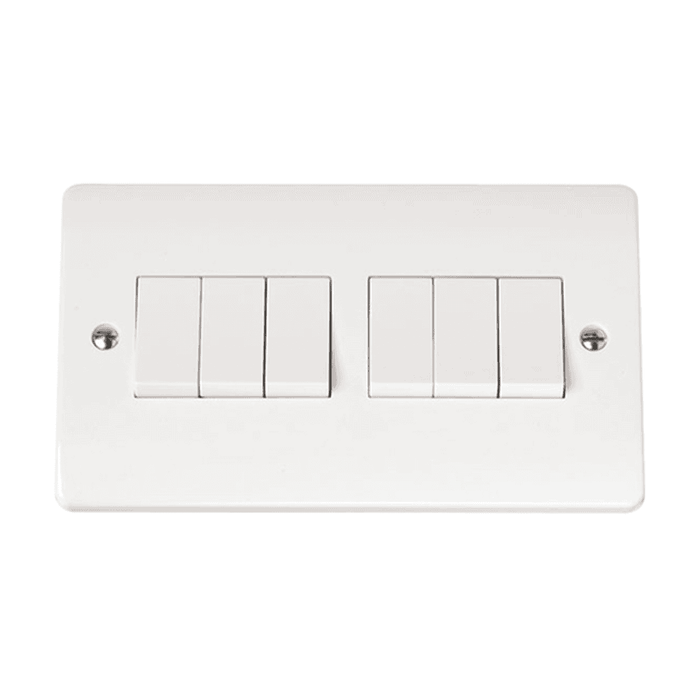 Scolmore Mode 6 Gang 2 Way 10A Switch