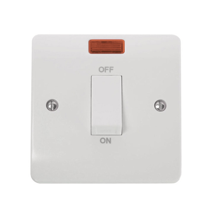 Scolmore Mode 45A 1 Gang Cooker Switch White C/W Neon