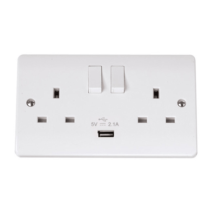 Scolmore Click Mode 2 Gang 13A USB Socket in White