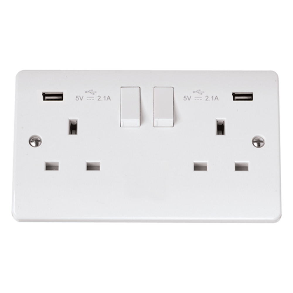 Scolmore Click Mode 2 Gang 13A with Twin USB Sockets — SM Electrical