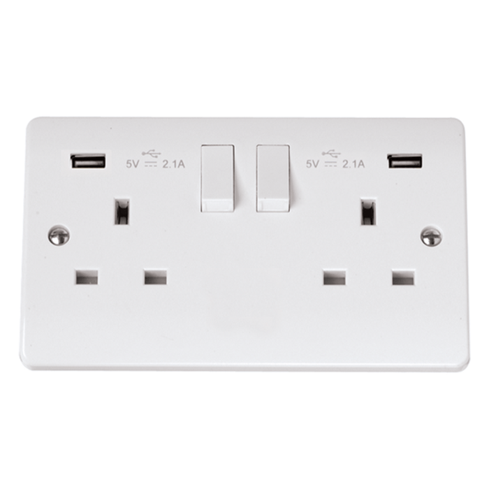 Scolmore Click Mode 2 Gang 13A with Twin USB Sockets