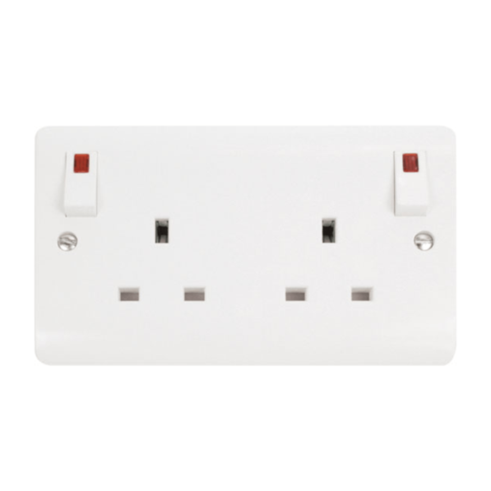 Scolmore Mode 2 Gang 13A Switch Socket Outside Rocker with Neon — SM