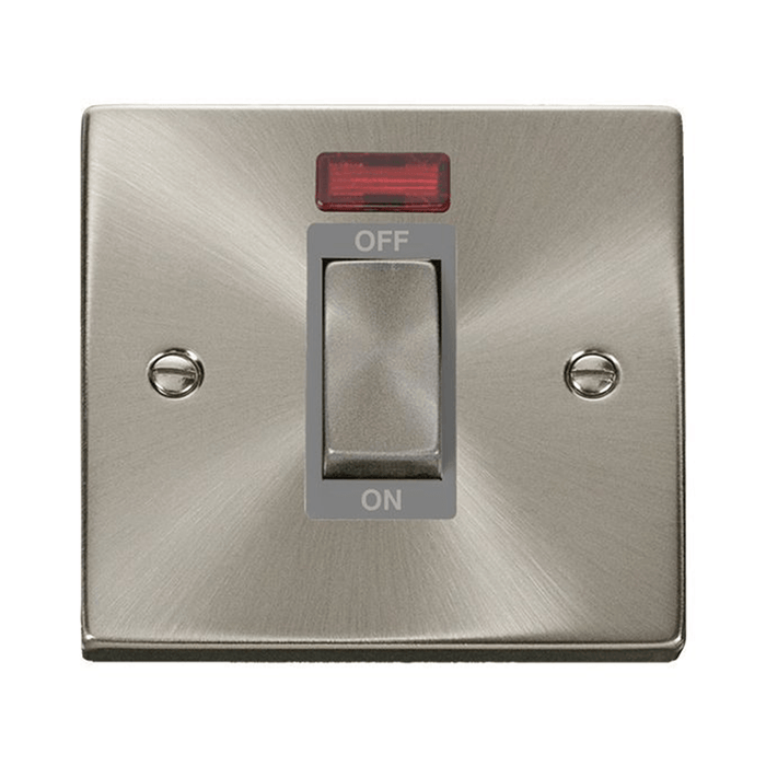 Scolmore Deco Ingot 1 Gang 45A Isolator Switch Neon (Grey)