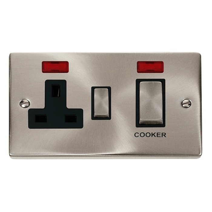 Scolmore Deco Ingot 45A Cooker Control Unit with Neon (Black)