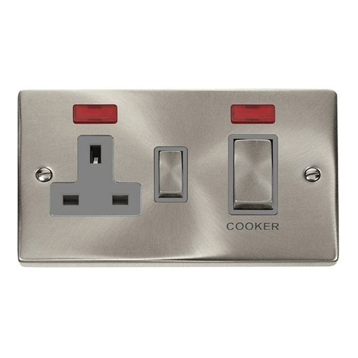 Scolmore Deco Ingot 45A Cooker Control Unit with Neon (Grey)