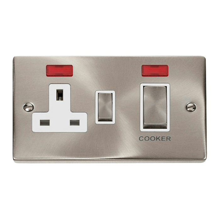 Scolmore Deco Ingot 45A Cooker Control Unit with Neon (White)
