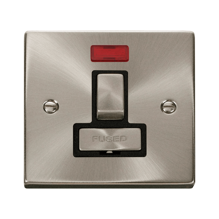 Scolmore Deco Ingot 1 Gang 13A Switch Spur with Neon (Black)