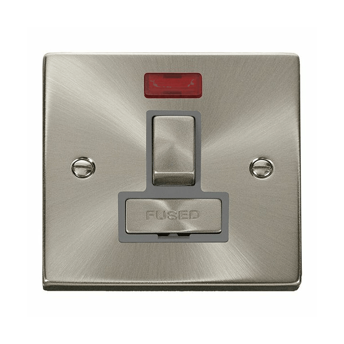 Scolmore Deco Ingot 1 Gang 13A Switch Spur with Neon (Grey)